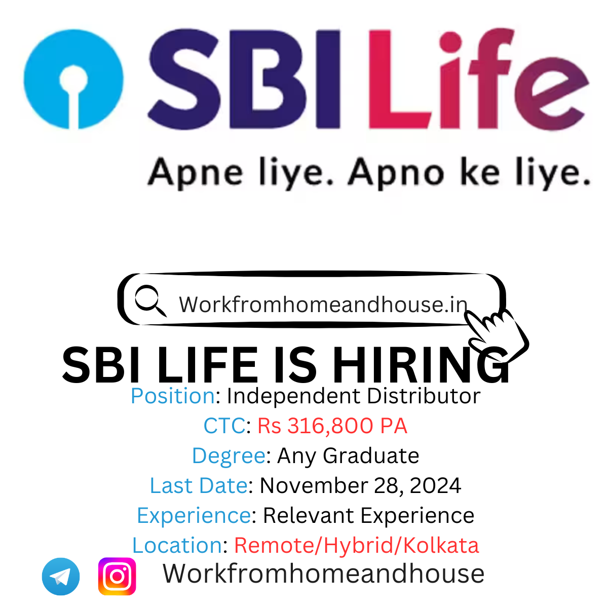 2024 SBI Life Work-from-Home Opportunities | Independent Distributor Role.