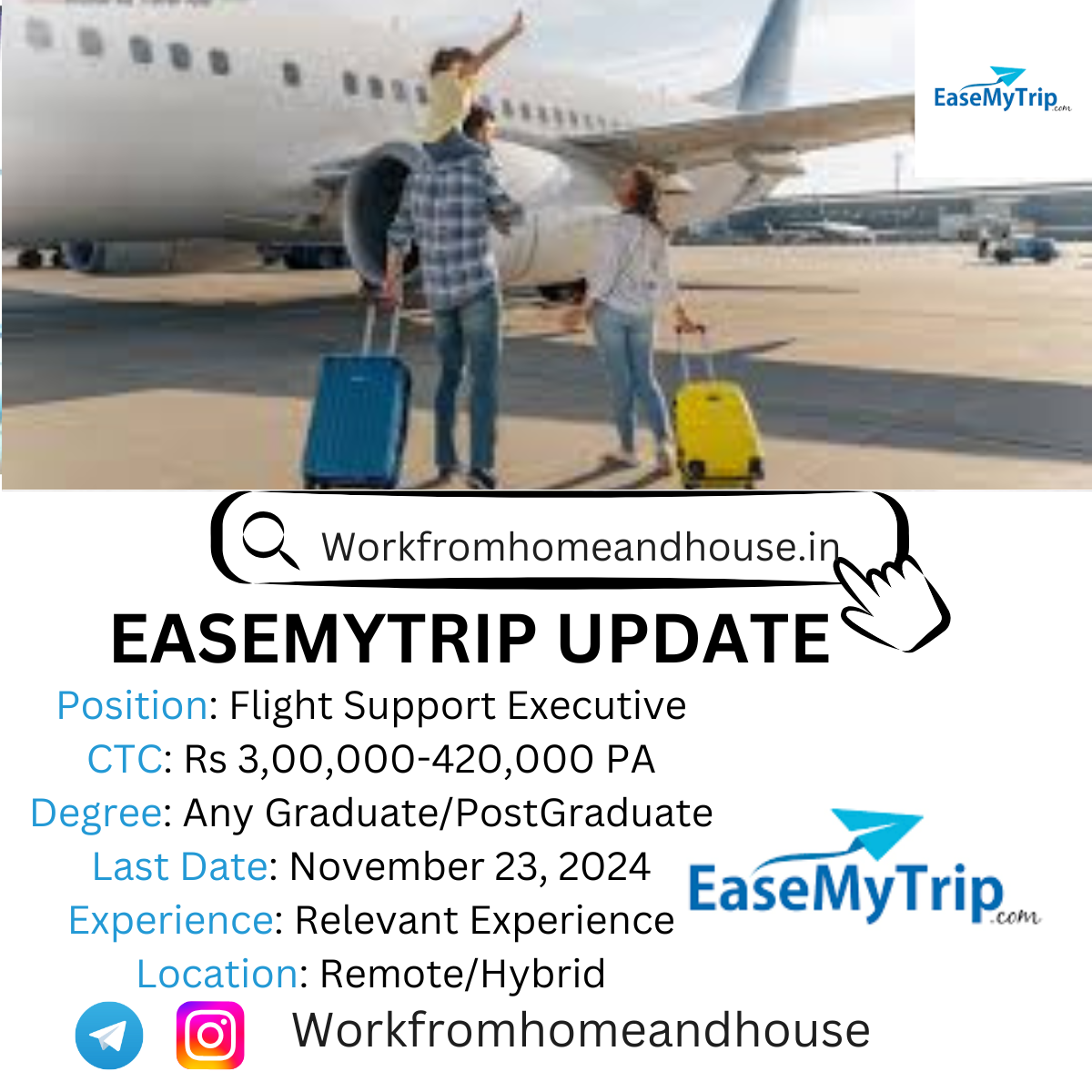 “EaseMyTrip 2024 Work from Home Opportunities | Flight Support Roles”