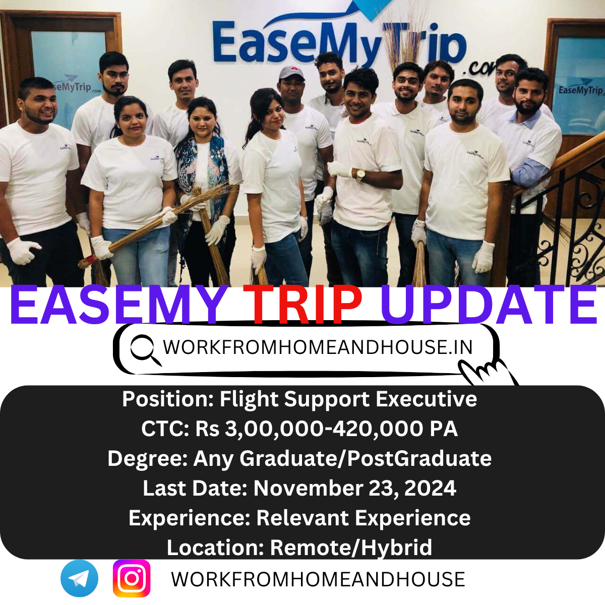 EaseMyTrip Work-from-Home Jobs 2024 | Flight Support Opportunities.