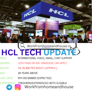 HCL recruitment for customer service roles: International Voice, Chat, Email support positions available.