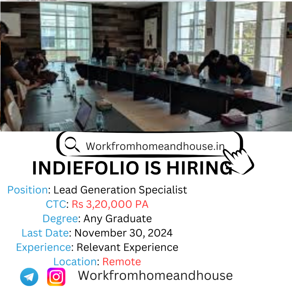 Lead Generation Specialist remote job at IndieFolio for 2024, detailing roles, qualifications, and application process.