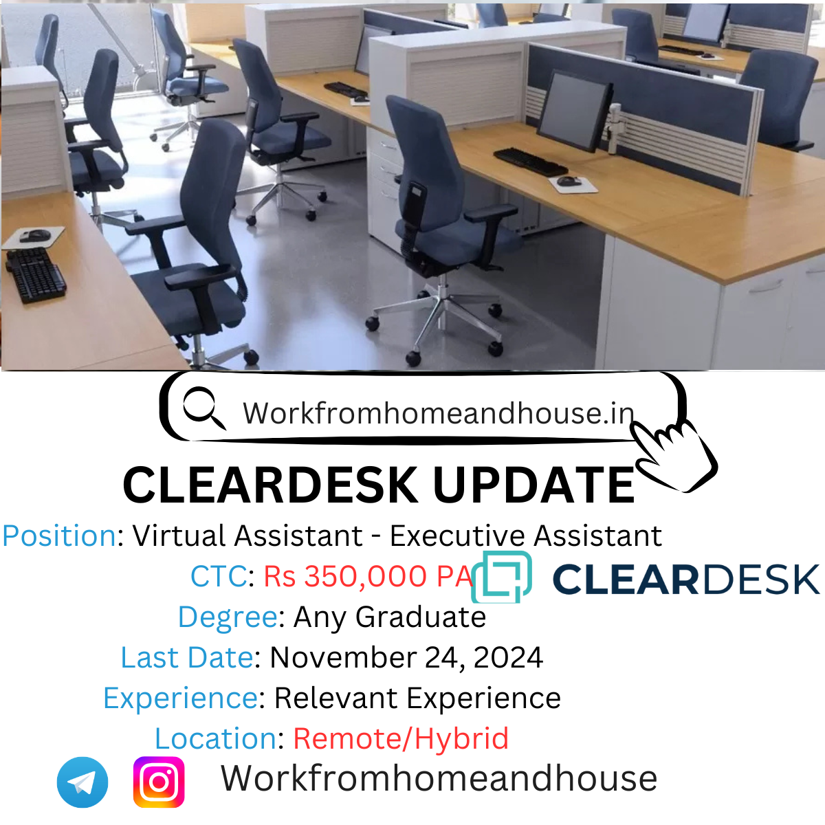 Cleardesk 2024 Work from Home Jobs | Virtual Assistant Position