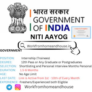 "Internship application process for NITI Aayog, highlighting online registration and document submission."