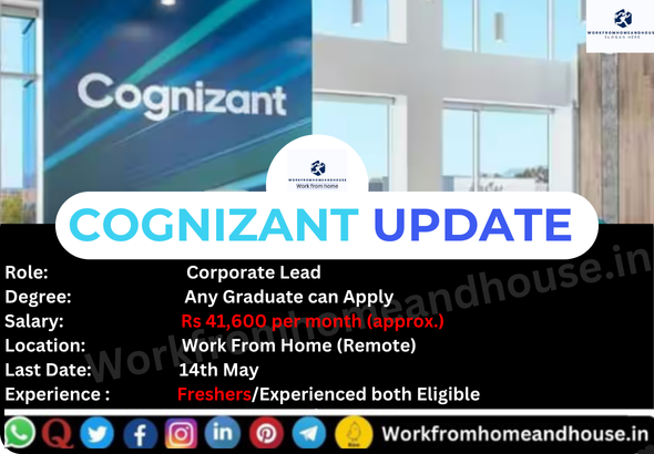 Cognizant hiring for work from home corporate lead job 2025.