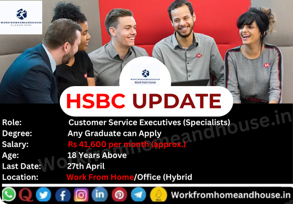 HSBC Work From Home Job 2025 – Customer Service Executive Recruitment