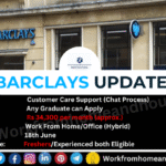 Barclays Recruitment 2025 – Customer Care Support Specialist Work From Home Job Opportunity