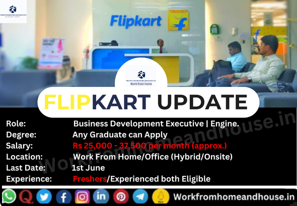 Flipkart hiring for work from home and office jobs for engineers and executives in 2025