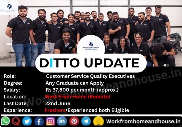 Work From Home Job Opportunity at Ditto for Customer Service Quality Executives – Apply Online