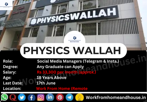 Apply Online for Physics Wallah Social Media Manager Work From Home Jobs 2025