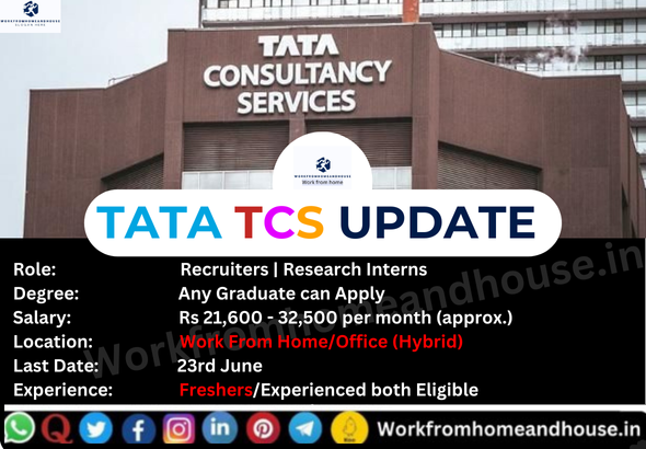 TCS Hiring 2025 – Apply Online for Recruiter and Research Intern Jobs (Work From Home/Hybrid)
