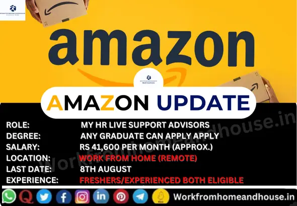 Amazon work from home job 2025 for HR Live Support Advisor position