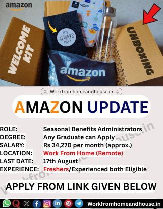 A person confidently assisting with benefits inquiries on a laptop in a comfortable, bright home office setting, representing Amazon's remote work.