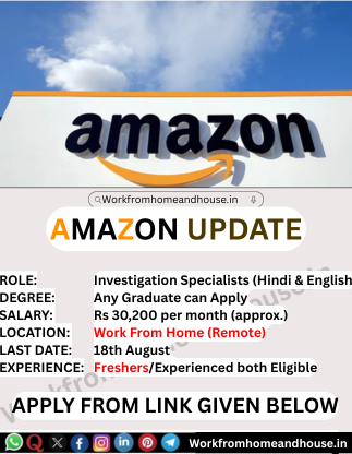 A person working from home on a laptop, analyzing data on a screen with subtle security or magnifying glass icons, representing Amazon's remote investigation role.