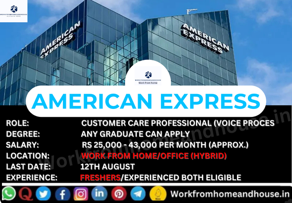 American Express hiring work from home customer service professionals 2025