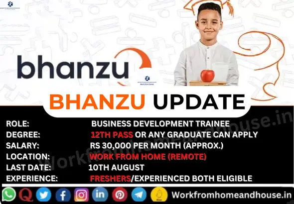 Bhanzu is hiring work from home for Business Development Trainee role – Apply Online