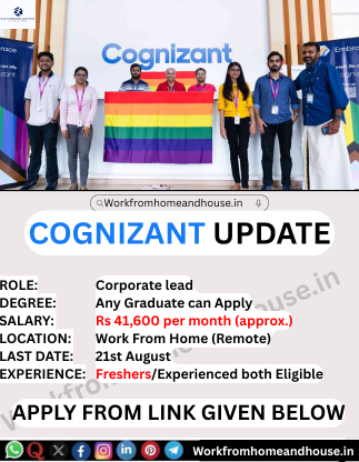 Here's the comprehensive SEO metadata for your Cognizant Work From Home Corporate Lead job post: For the Main/Featured Image on the Job Listing Page (if applicable): Alt Text: A professional working independently from a home office setup, showing a laptop screen with data or marketing analytics, representing a remote Corporate Lead at Cognizant.