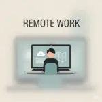 Remote work icon, work from home graphic, online jobs symbol.