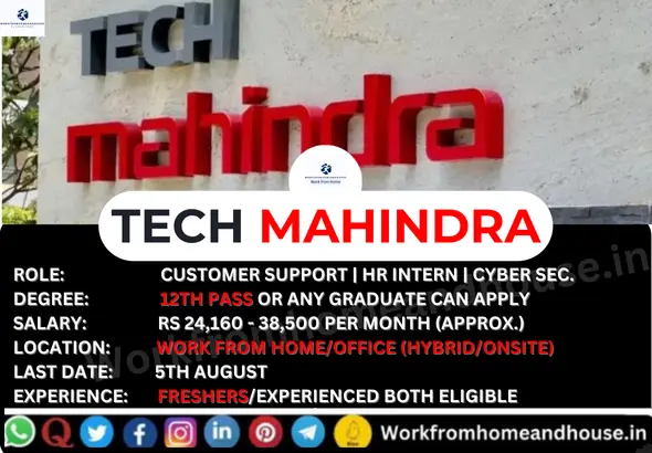 Tech Mahindra hiring work from home and office jobs 2025