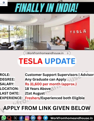 A diverse team of customer support professionals actively assisting customers in a modern, well-lit office, with subtle Tesla branding or car imagery in the background.