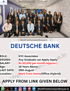 Deutsche Bank office building in Bangalore for KYC Associate hybrid job